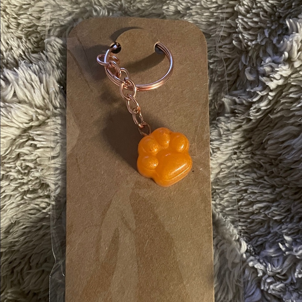 Orange Paw Keychain